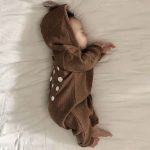 【66-90cm】ロンパース ベビー 鹿の子デザイン ジップアップ 2色選べる