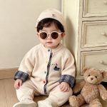 【66-90cm】ロンパース&帽子 ベビー ペットロゴ 暖かい - 画像 (7)