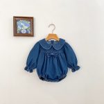 【66-90cm】ロンパース ベビー デニム 蝶結び付き - 画像 (7)