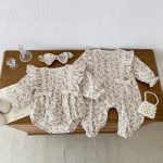 【66-100cm】長袖ロンパース ベビー 花柄 シンプル - 画像 (5)