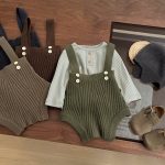 【66-100cm】ショートパンツ ベビー ニット サスペンダー - 画像 (6)