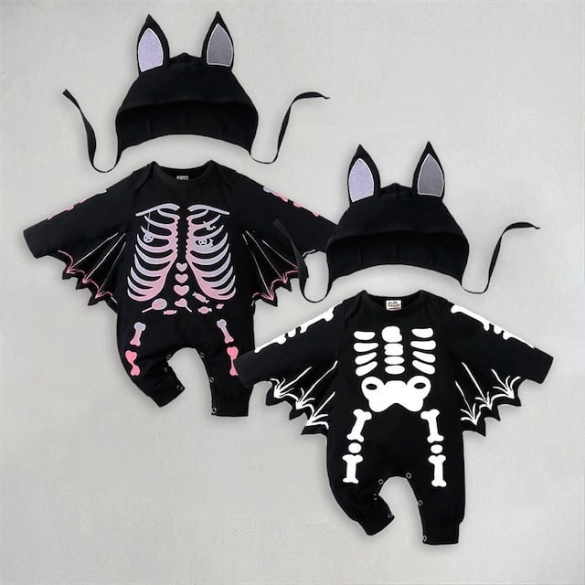 30ecabfb8e94e8319e7548ffef1d6092.jpg 【60-100cm】ロンパース ベビー ハロウィン コウモリ - 画像 (1)