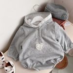 【66-90cm】ロンパース ベビー レース フード付き スウェット風 - 画像 (11)