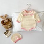 【66-90cm】ロンパース ベビー 蝶結び付き ニット - 画像 (2)
