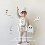 【66-90cm】ロンパース ベビー ハロウィン ゴースト プリント - 画像 (3)