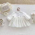 【66-90cm】ロンパース ベビー プリンセス風 パフスリープ - 画像 (6)