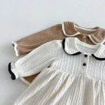 【66-90cm】ロンパース ベビー 丸襟 バイアス処理 - 画像 (9)
