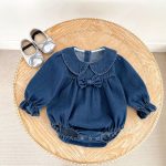【66-90cm】ロンパース ベビー デニム 蝶結び付き - 画像 (5)