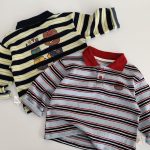 【90-130cm】長袖Tシャツ 男の子 ボーダー柄 ポロシャツ - 画像 (4)