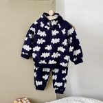 【80-120cm】セットアップ ベビー プリント ジップアップ ハイネック - 画像 (4)
