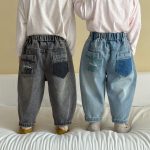 【80-150cm】ロングパンツ キッズ デニム レトロ - 画像 (4)