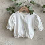 【66-100cm】トップス ベビー ハート 透かし編み パフスリーブ - 画像 (11)