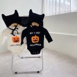 【66-90cm】ロンパース ベビー ハロウィン かぼちゃロゴ - 画像 (6)