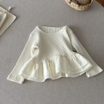 【73-100cm】トップス 女の子 韓国風 リブフレア - 画像 (3)