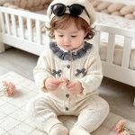 【66-90cm】ロンパース ベビー レース襟 蝶結び - 画像 (3)