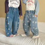 【80-150cm】パンツ キッズ デニム スター柄 - 画像 (6)