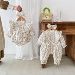 【66-100cm】長袖ロンパース ベビー 花柄 シンプル - 画像 (4)