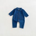 【66-90cm】オールインワン ベビー デニム 無地 - 画像 (4)