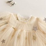 【73-120cm】ワンピース ベビー 星柄 パフスリーブ レース - 画像 (9)