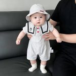 【66-90cm】ロンパース ベビー ストライプ セーラー - 画像 (7)
