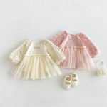 【66-90cm】ロンパース ベビー ローズ ドット チュール - 画像 (3)