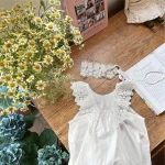 【66-90cm】ロンパース ベビー レース襟 ノースリープ - 画像 (11)