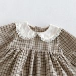 【66-90cm】ロンパース ベビー チェック 折り襟 - 画像 (8)