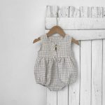 【66-100cm】ロンパースorワンピース ベビー ノースリーブ チェック - 画像 (4)