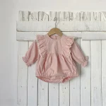 【66-90cm】ロンパース ベビー 肩フリル襟 ノーカラー - 画像 (8)