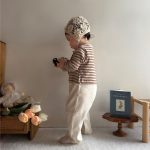 【66-90cm】ロンパース ベビー ハーフボーダー ファッション - 画像 (4)