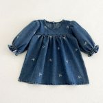 【73-120cm】デニムワンピース 女の子 おしゃれ リボン プリンセス - 画像 (5)