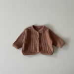 【66-100cm】カーディガン ベビー ナチュラル ワッフル 無地 - 画像 (4)