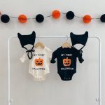 【66-90cm】ロンパース ベビー ハロウィン かぼちゃロゴ - 画像 (3)