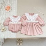 【66-130cm】ロンパースorワンピース 女の子 姉妹服 フリル襟 - 画像 (5)