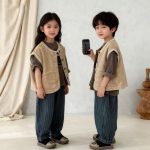 【80-130cm】ベスト キッズ レトロ シンプル ナチュラル - 画像 (7)