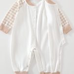 【59-90cm】ロンパース ベビー チェック袖 クマロゴ - 画像 (6)