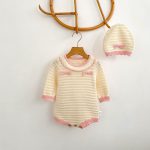 【66-90cm】ロンパース ベビー 蝶結び付き ニット - 画像 (8)