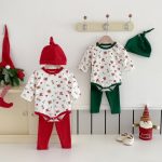 【66-90cm】ロンパース ベビー クリスマス柄 長袖 3点セット - 画像 (16)