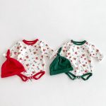 【66-90cm】ロンパース ベビー クリスマス柄 長袖 3点セット - 画像 (8)