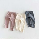 【73-100cm】レギンス ベビー リボン付き スウィート - 画像 (2)