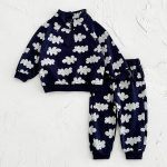 【80-120cm】セットアップ ベビー プリント ジップアップ ハイネック - 画像 (9)