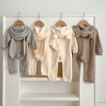 【66-100cm】ロンパース ベビー くま耳フード付き シンプル - 画像 (3)