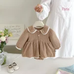 【66-90cm】ロンパース ベビー 丸襟 バイアス処理 - 画像 (7)