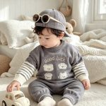 【66-90cm】セットアップ ベビー クマセーター＆レギン トレンド - 画像 (7)