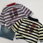 【90-130cm】長袖Tシャツ 男の子 ボーダー柄 ポロシャツ - 画像 (3)