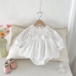 【66-90cm】ロンパース ベビー 蝶結び付き レイヤード - 画像 (4)