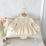 【66-90cm】ロンパース ベビー パフスリーブ レース - 画像 (6)