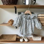 【66-90cm】ロンパース ベビー 韓国風 ブルー花柄 - 画像 (6)