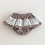 【66-100cm】キュロット ベビー チェック柄 レースフリル - 画像 (13)