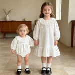 【66-130cm】ロンパースorワンピース 女の子 姉妹服 フリル襟 - 画像 (4)